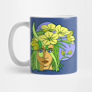 Yellow and Green Flower Girl Mug